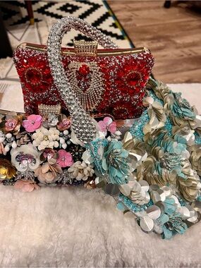 Embellished trio of party bags for prom, weddings, dress up events!
